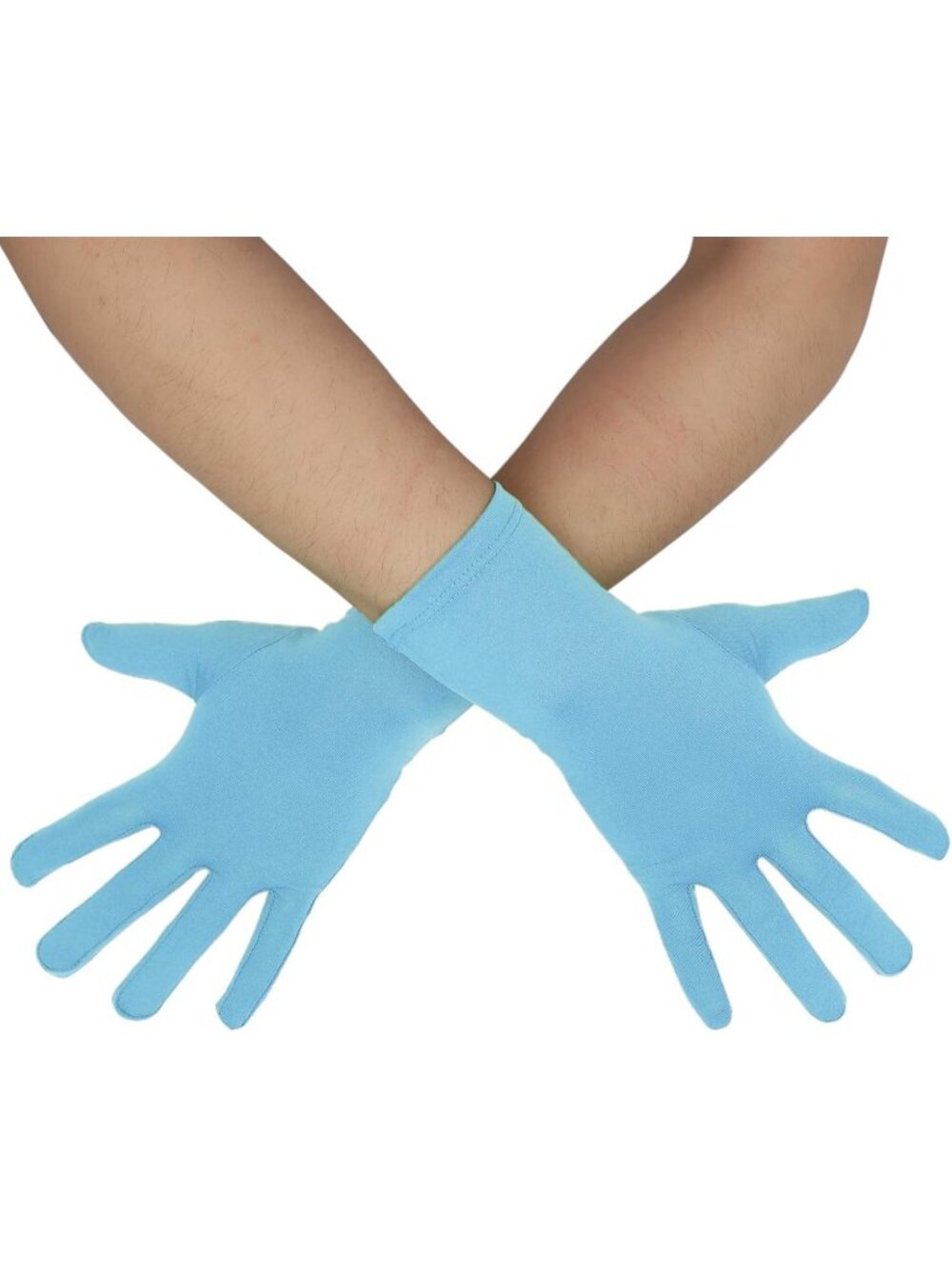 Women's Light Blue Banquet Party For Halloween Stretchy Spandex Costume Gloves